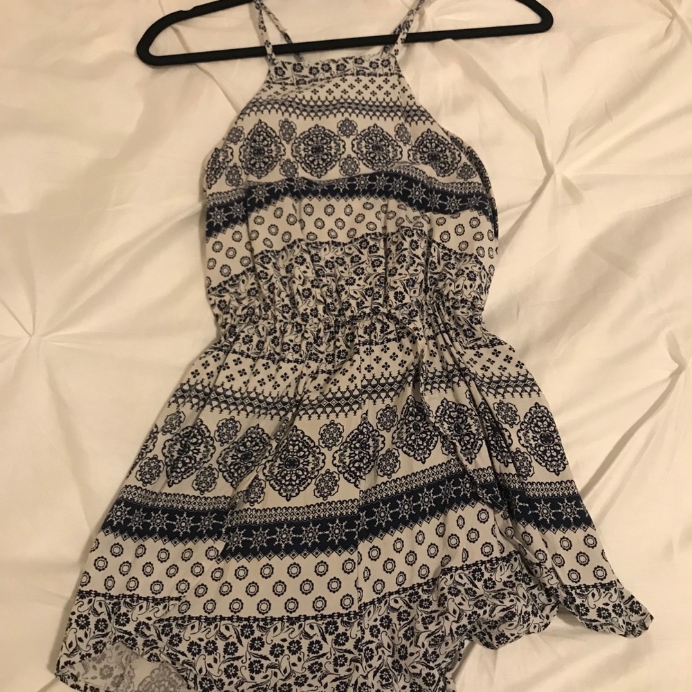 Halter Navy Blue & White Romper